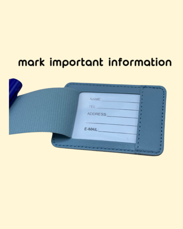 alt="Luggage tags can mark important information"